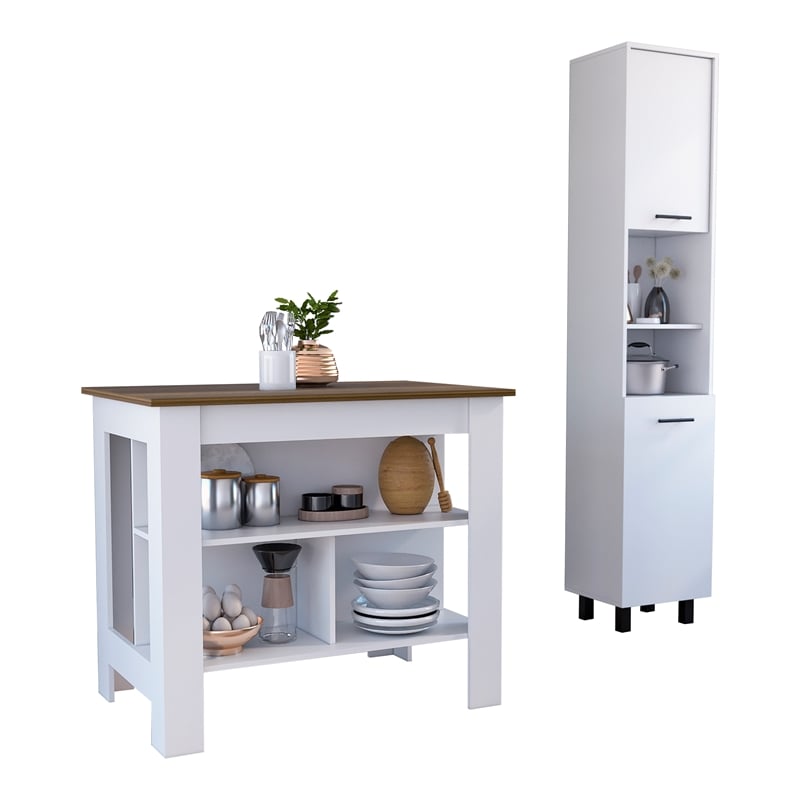 Houston 2 Piece Kitchen Set Kitchen Island and Kitchen Pantry Multi-color