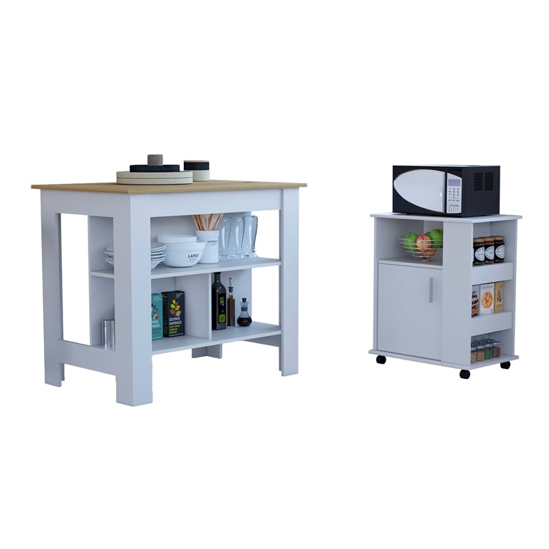 Oslo 2 Piece Kitchen Set Kicthen Island and Kitchen Cart Multi-color