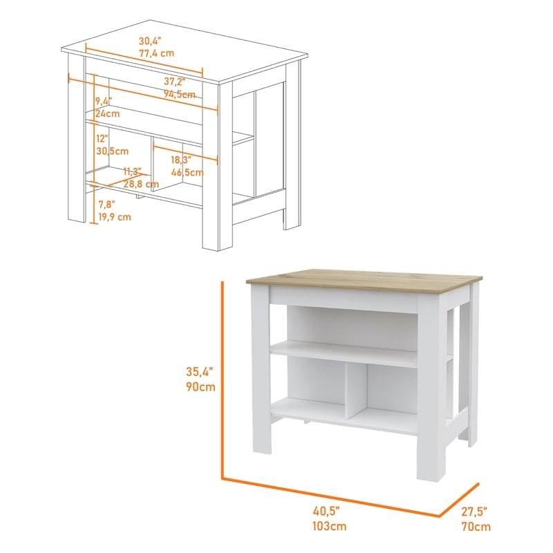 Oslo 2 Piece Kitchen Set Kicthen Island and Kitchen Cart Multi-color