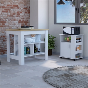Oslo 2 Piece Kitchen Set Kicthen Island and Kitchen Cart Multi-color