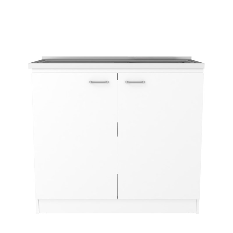Phoenix 2 Piece Kitchen Set  Kitchen Island and Utility Sink Cabinet White Onyx