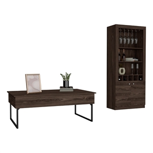 palermo 2 piece living room set brown engineered wood