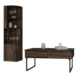 bristol 2 piece living room set brown engineered wood