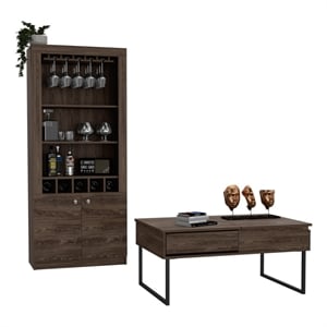 orleans 2 piece living room set brown engineered wood