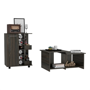 Irvine 2 Piece Living Room Set Brown Engineered Wood