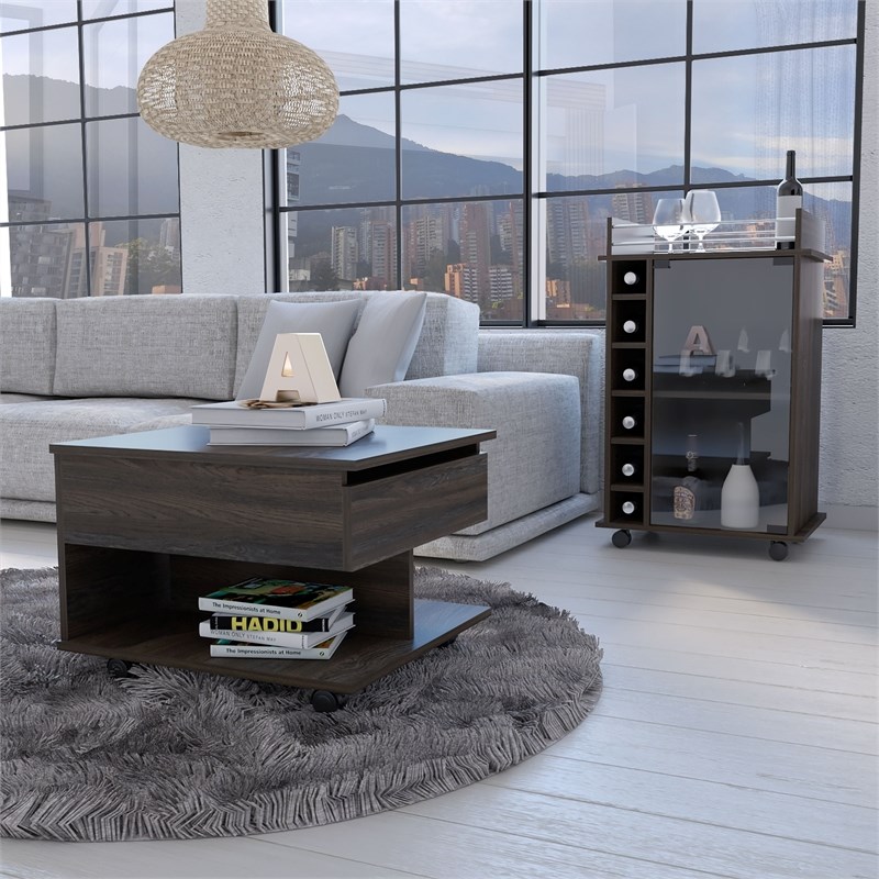Riverside 2 Piece Living Room Set Brown Engineered Wood