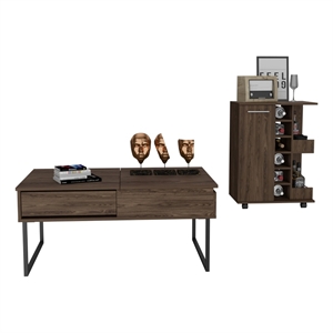 murphys 2 piece living room set brown engineered wood