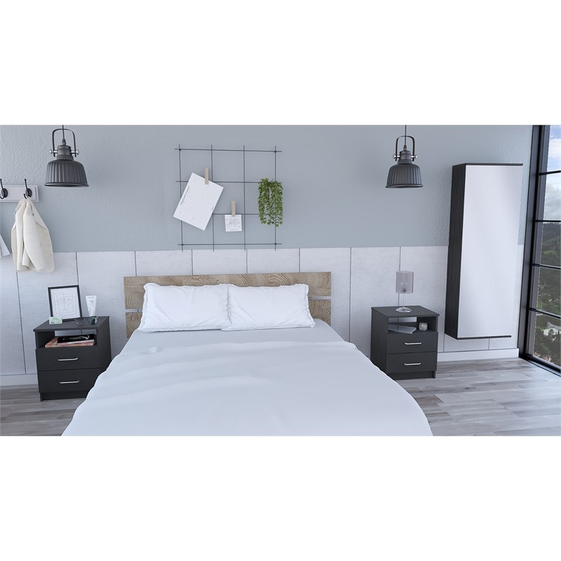 TUHOME Napoles 3 Piece Bedroom Set Multi-color Engineered Wood