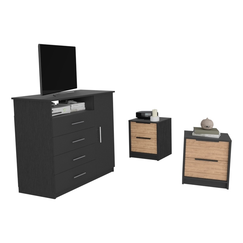 TUHOME Racine 3 Piece Bedroom Set Multi-ColorEngineered Wood