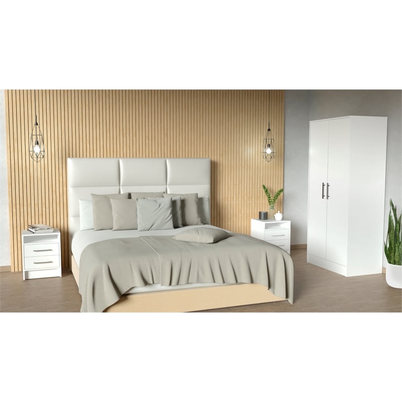 TUHOME Cresco 3 Piece Bedroom Set Multi-Color Engineered Wood