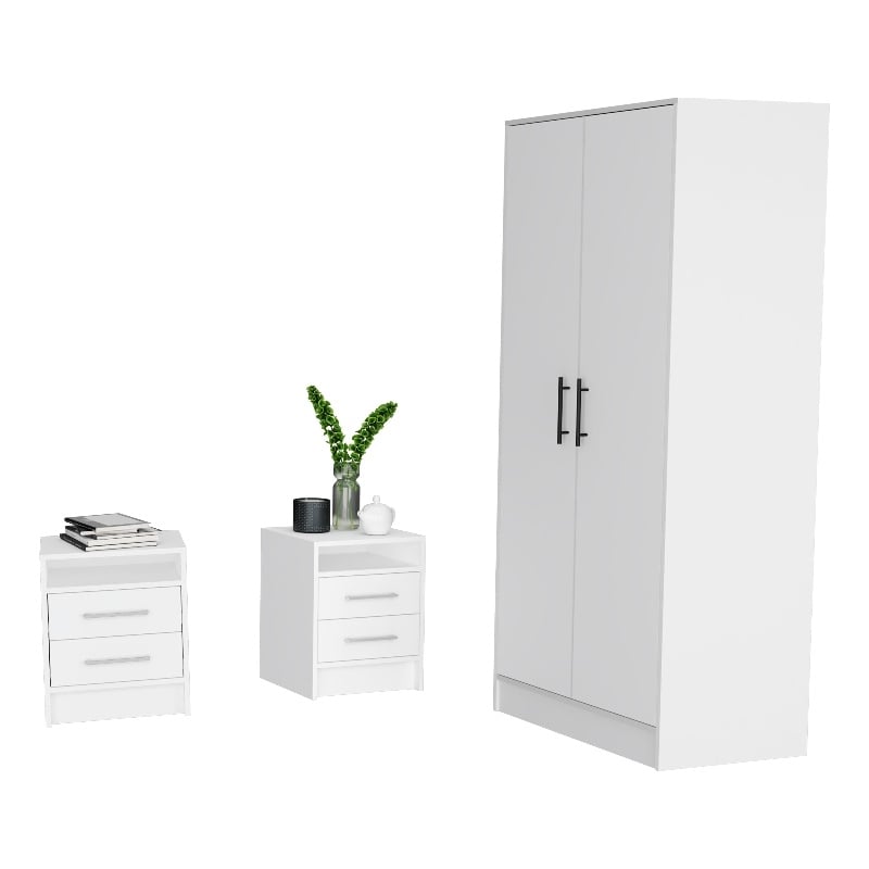 TUHOME Cresco 3 Piece Bedroom Set Multi-Color Engineered Wood