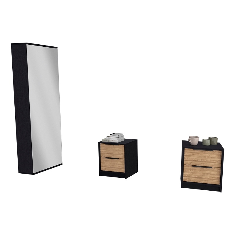 TUHOME Montgomery 3 Piece Bedroom SetMulti-Color Engineered Wood