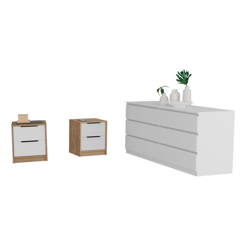 TUHOME Milburn 3 Piece Bedroom Set Multi-ColorEngineered Wood