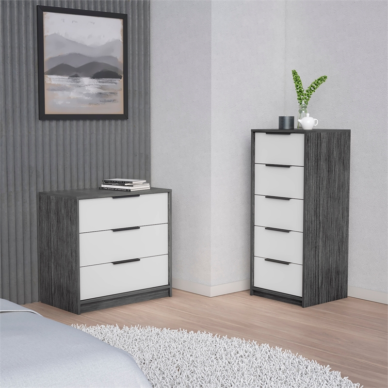 TUHOME Aniston 2 Piece Bedroom Set Multi-Color Engineered Wood