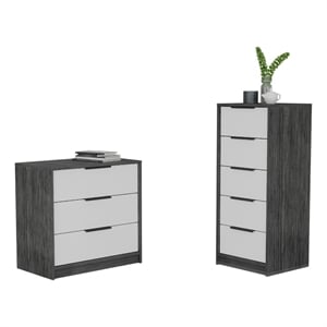 TUHOME Aniston 2 Piece Bedroom Set Multi-Color Engineered Wood