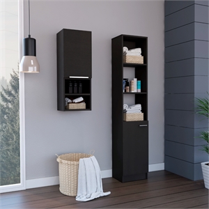 tuhome glover 2 piece bathroom set black engineered wood