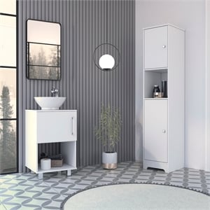 tuhome rumford 2 piece bathroom set white engineered wood