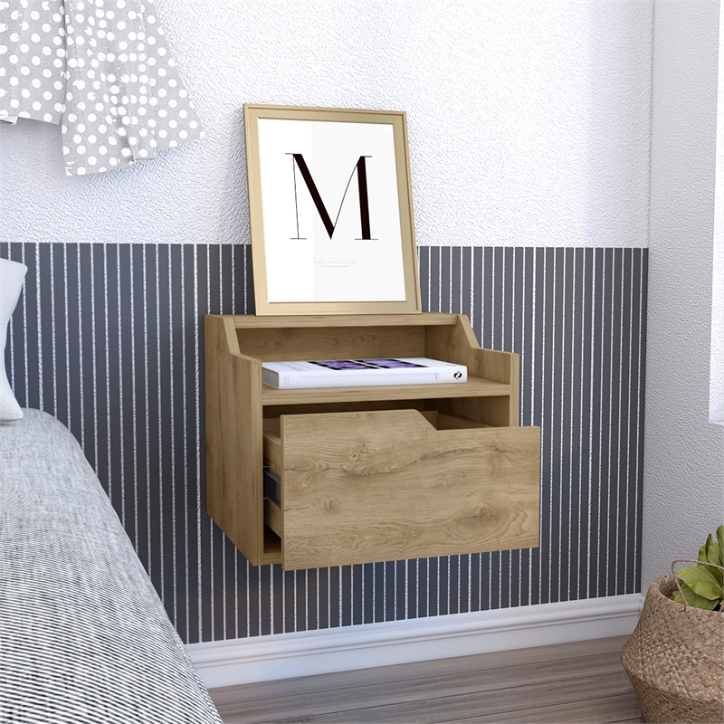 Tuhome Furniture Busan 1-Drawer Engineered Wood Nightstand in Beige