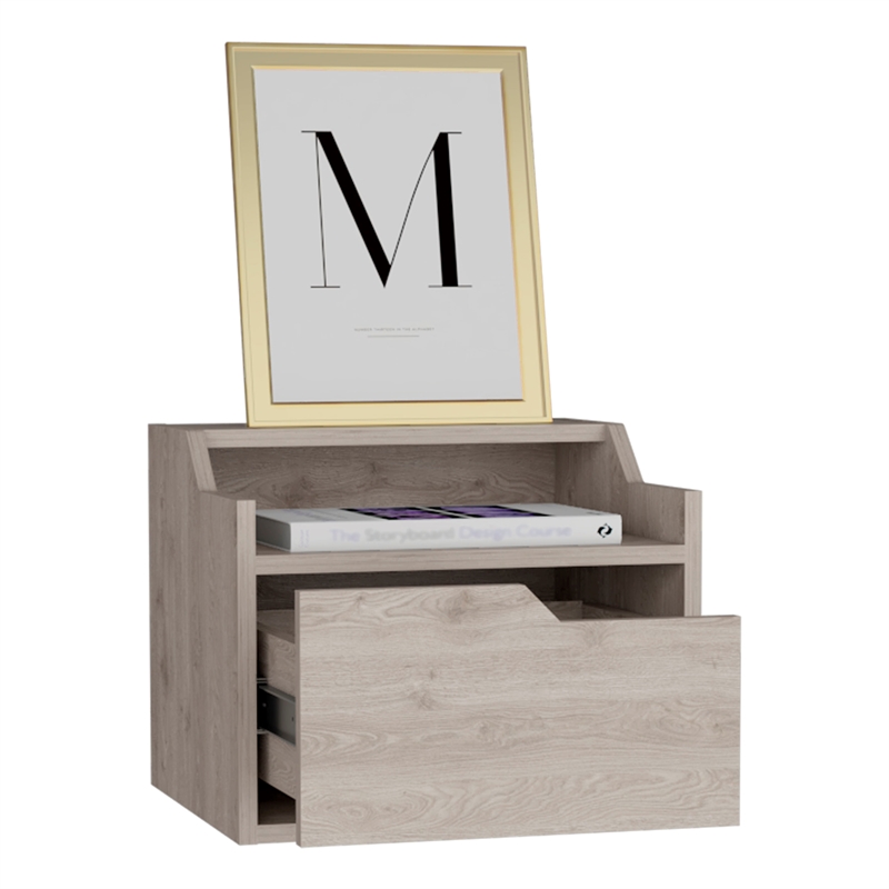 Tuhome Furniture Busan 1-Drawer Engineered Wood Nightstand in Gray