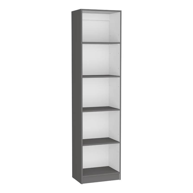 Home Xs Bookcase with 5Tier Shelves and Slim Design Multi-Color Enginereed wood