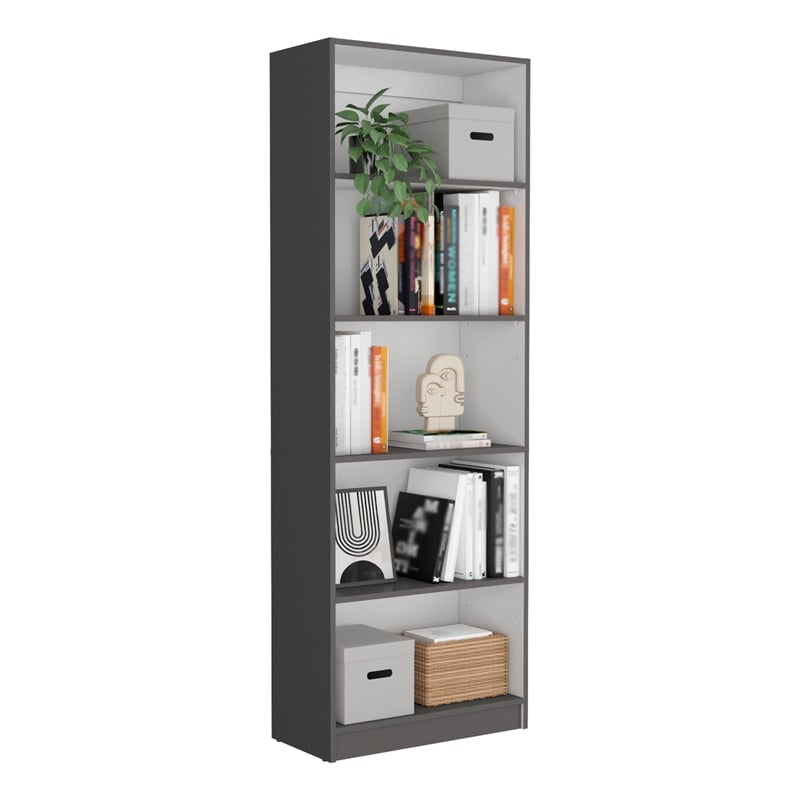 Home 2 Piece Living Room Set with 2 Bookcases Matt Gray  White