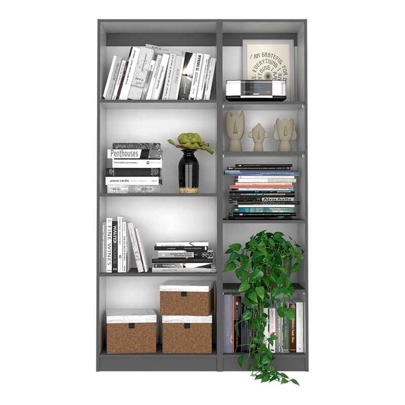 Home Slim 2 Piece Living Room Set with 2 Bookcases Matt Gray  White