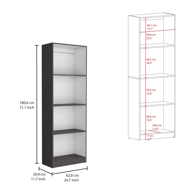 Home Slim 2 Piece Living Room Set with 2 Bookcases Matt Gray  White