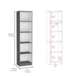 TUHOME Ocala 3 Piece Living Room Set with 3 Bookcases Matt Gray  White