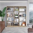 TUHOME Durant 3 Piece Living Room Set with 3 Bookcases Matt Gray  White