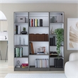 TUHOME Davie 3 Piece Living Room Set with 3 Bookcases Matt Gray  White