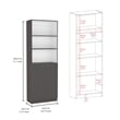 TUHOME Arbor 3 Piece Living Room Set with 3 Bookcases Matt Gray  White