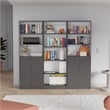 TUHOME Arbor 3 Piece Living Room Set with 3 Bookcases Matt Gray  White