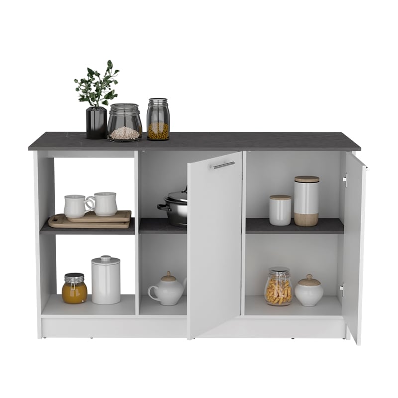 Tuhome Furniture Juniper Engineered Wood Kitchen Island in Multi-Color