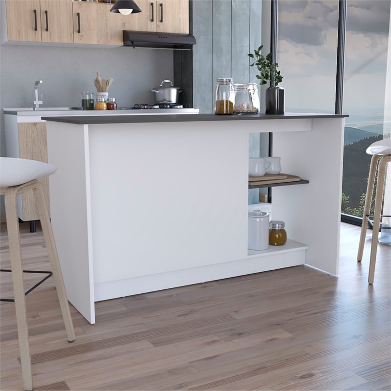 Tuhome Furniture Juniper Engineered Wood Kitchen Island in Multi-Color
