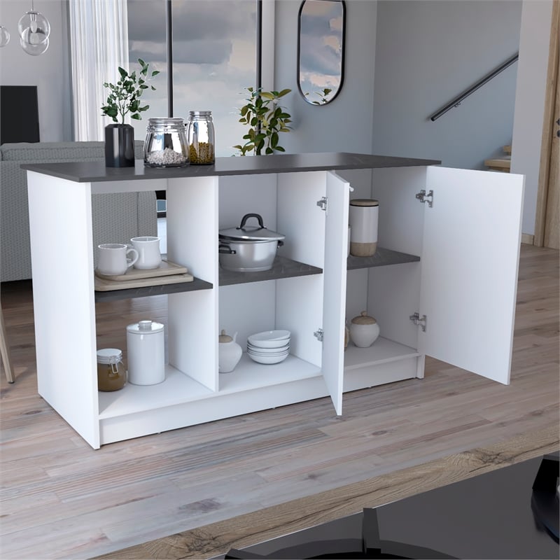 Tuhome Furniture Juniper Engineered Wood Kitchen Island in Multi-Color