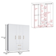 Tuhome Furniture Bariloche Engineered Wood Multi-Section Wardrobe in White