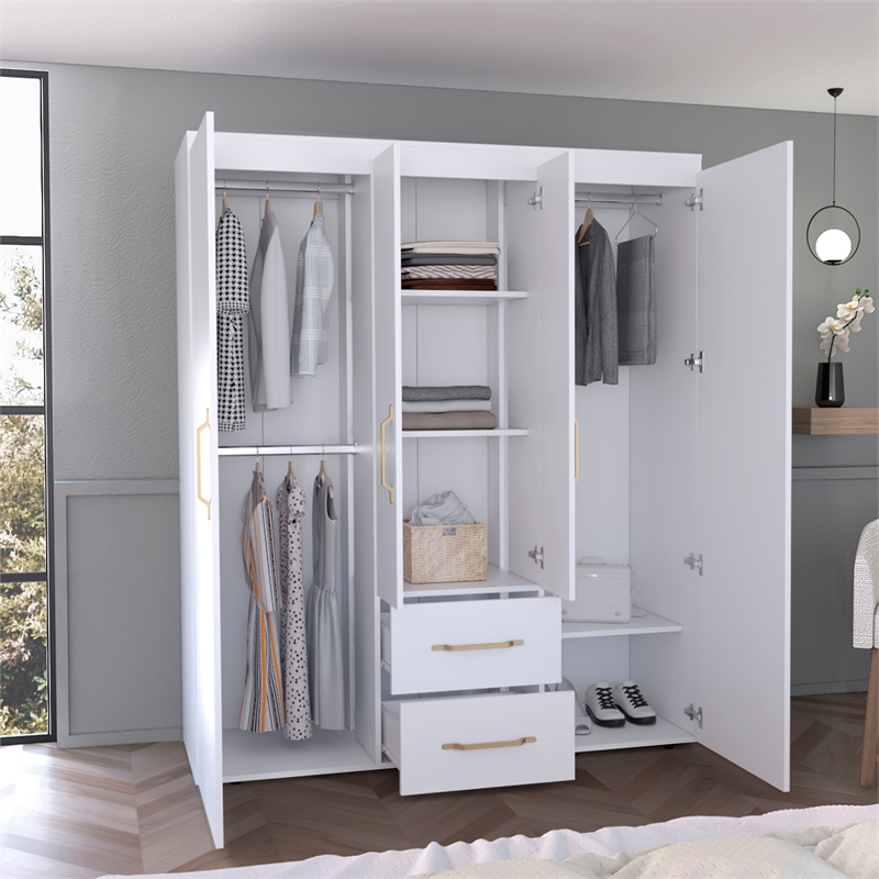 Tuhome Furniture Bariloche Engineered Wood Multi-Section Wardrobe in White
