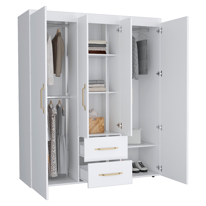 Tuhome Furniture Bariloche Engineered Wood Multi-Section Wardrobe in White