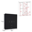 Tuhome Furniture Bariloche Engineered Wood Multi-Section Wardrobe in Black