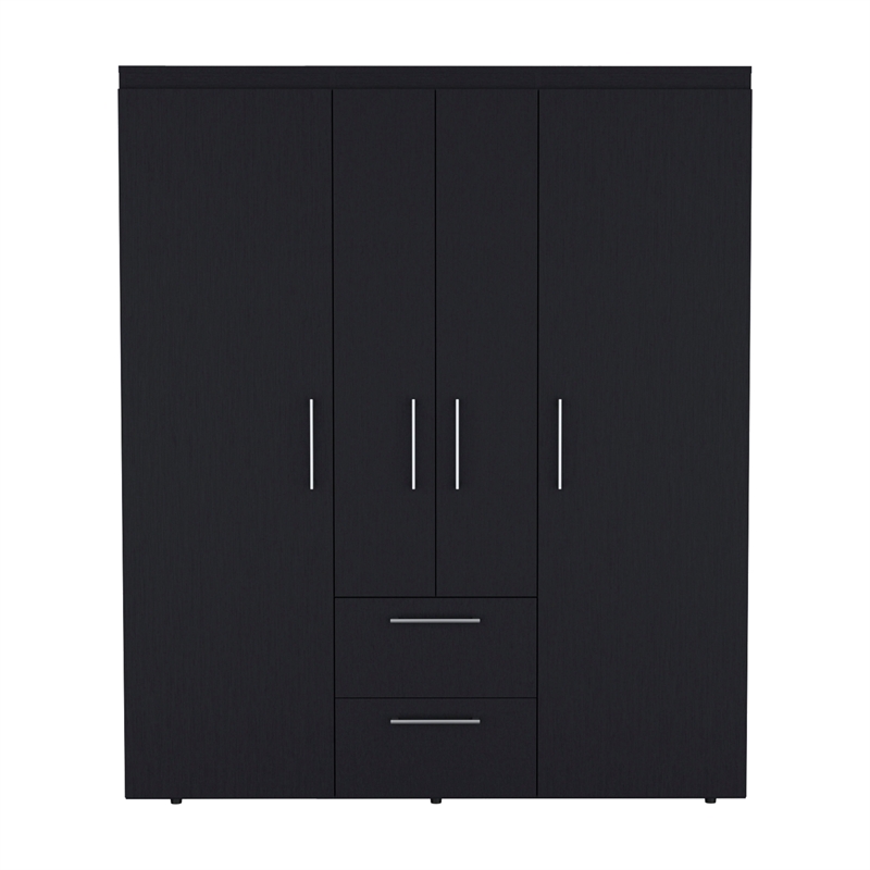 Tuhome Furniture Bariloche Engineered Wood Multi-Section Wardrobe in Black
