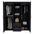 Tuhome Furniture Bariloche Engineered Wood Multi-Section Wardrobe in Black