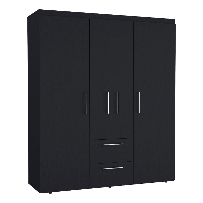 Tuhome Furniture Bariloche Engineered Wood Multi-Section Wardrobe in Black