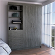 Tuhome Furniture Kenya Engineered Wood 3-Drawers Bedroom Armoire in Smokey Oak