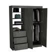 Tuhome Furniture Kenya Engineered Wood 3-Drawers Bedroom Armoire in Smokey Oak