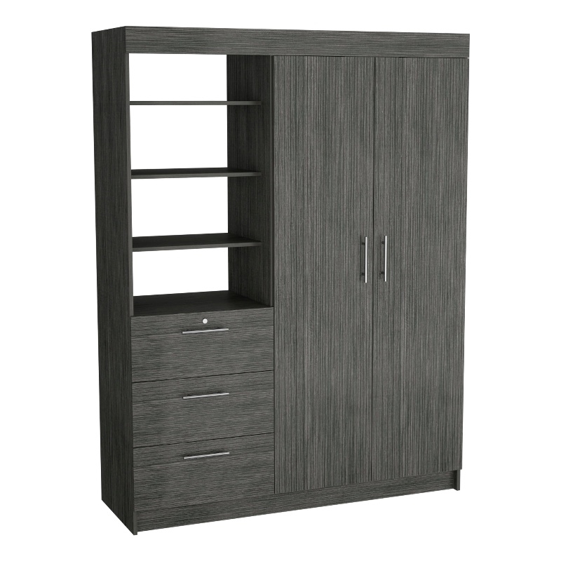 Tuhome Furniture Kenya Engineered Wood 3-Drawers Bedroom Armoire in Smokey Oak