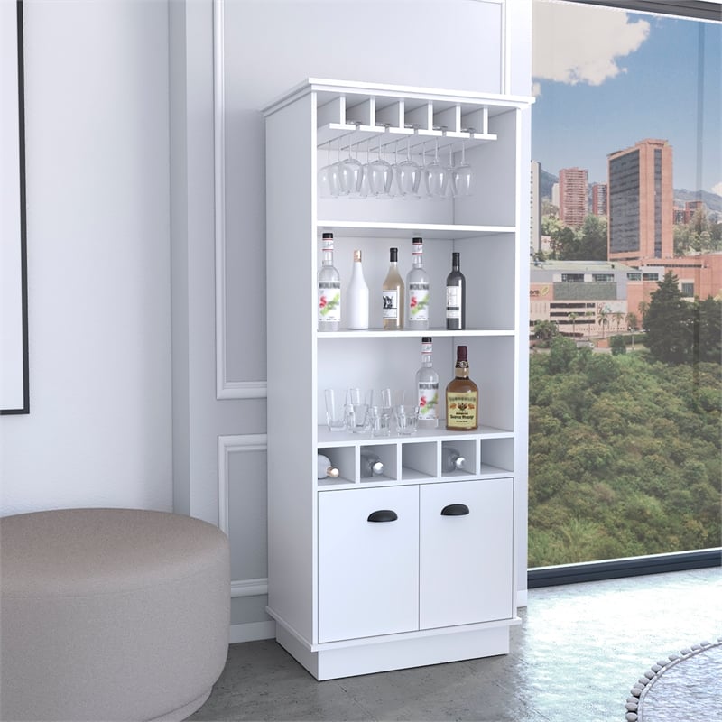 TUHOME Dundee Bar Cabinet  White Manufactured Wood