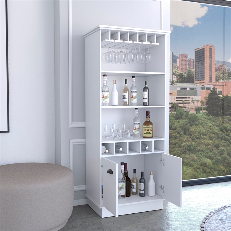 TUHOME Dundee Bar Cabinet  White Manufactured Wood