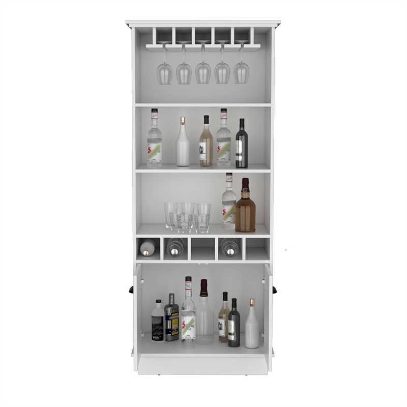 TUHOME Dundee Bar Cabinet  White Manufactured Wood