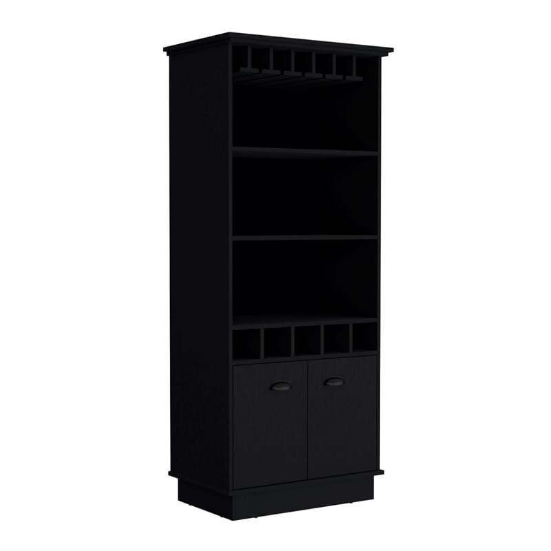 TUHOME Dundee Bar Cabinet  Black Engineered Wood
