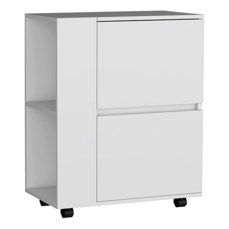 TUHOME GlasgoW Bar Cart  White Engineered Wood